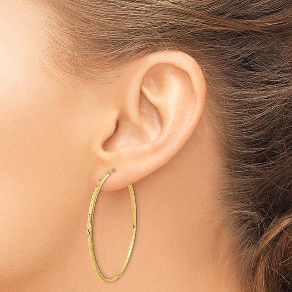 14K 1.50mm Diamond-cut Endless Hoop Earrings