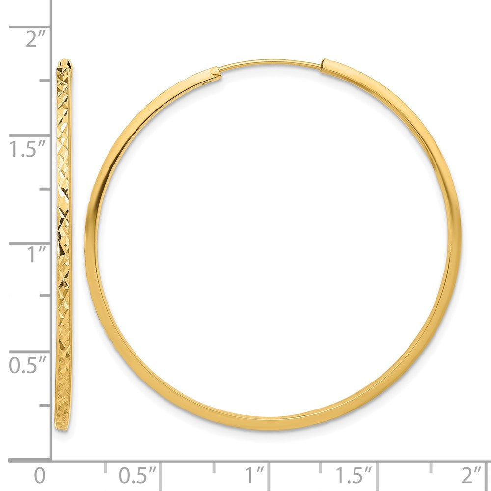 14K 1.50mm Diamond-cut Endless Hoop Earrings