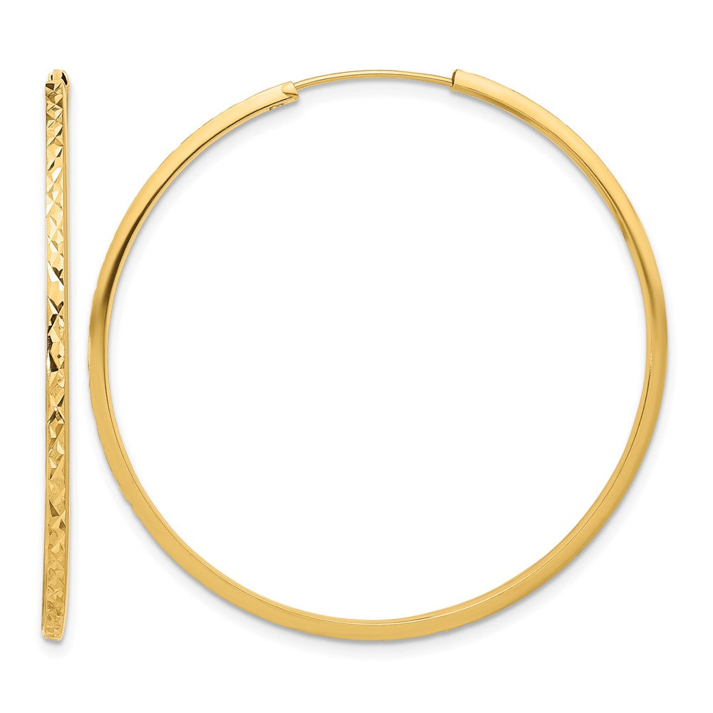 14K 1.50mm Diamond-cut Endless Hoop Earrings