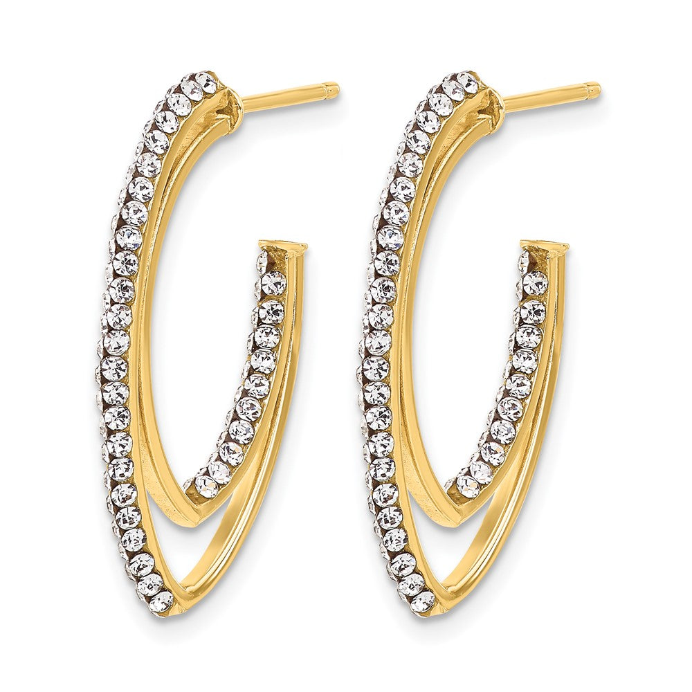 14K Polished Crystal J-Hoop Post Earrings