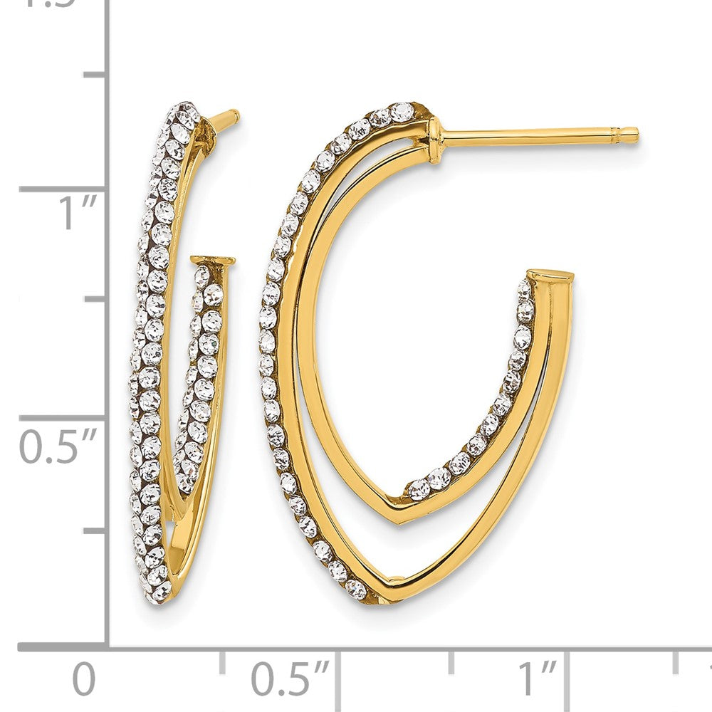 14K Polished Crystal J-Hoop Post Earrings