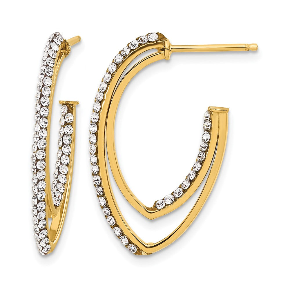 14K Polished Crystal J-Hoop Post Earrings