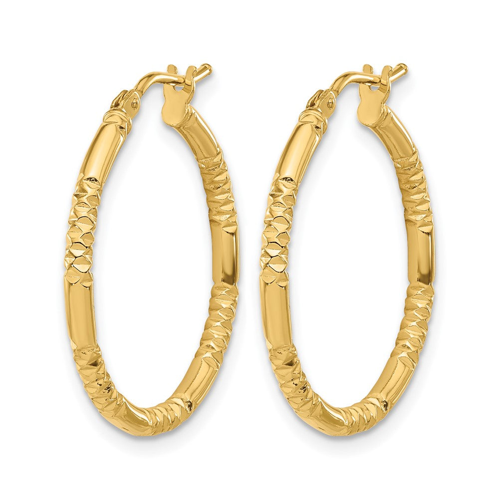 14K Polished and Textured Hoop Earrings