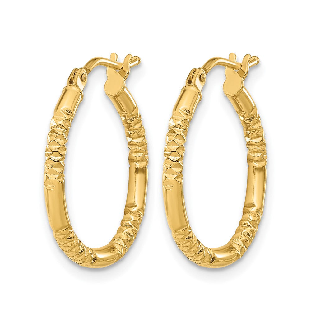 14K Polished and Textured Hoop Earrings