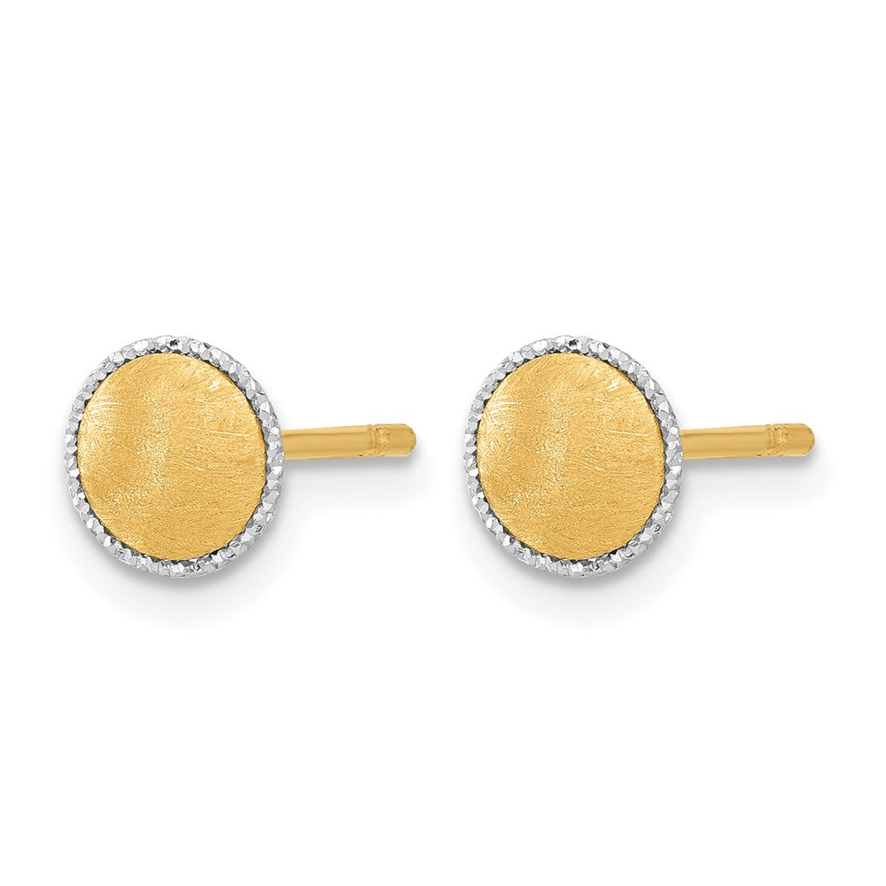 14K with White Gold Accent Brushed Post Earrings
