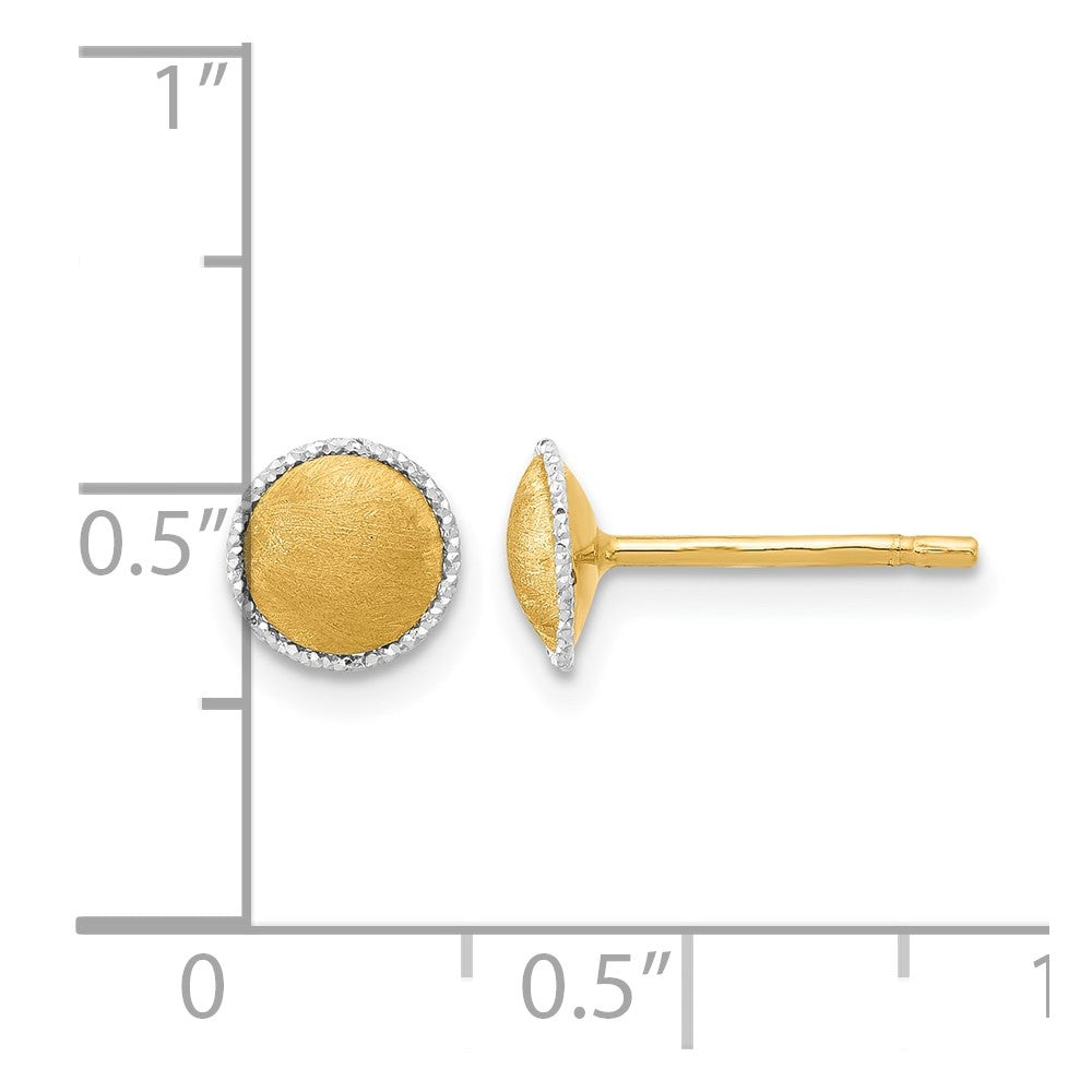 14K with White Gold Accent Brushed Post Earrings