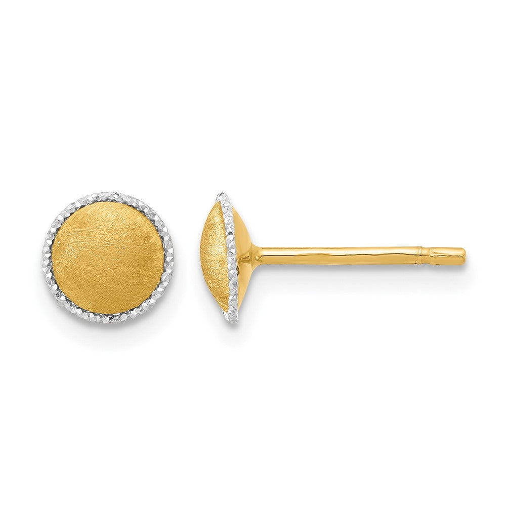 14K with White Gold Accent Brushed Post Earrings