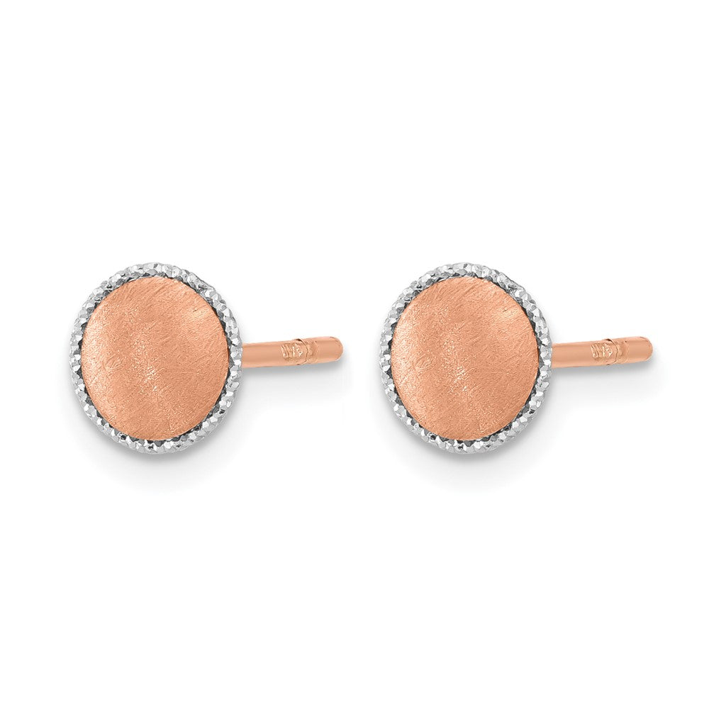 14K Rose Gold with White Gold Accent Brushed Post Earrings