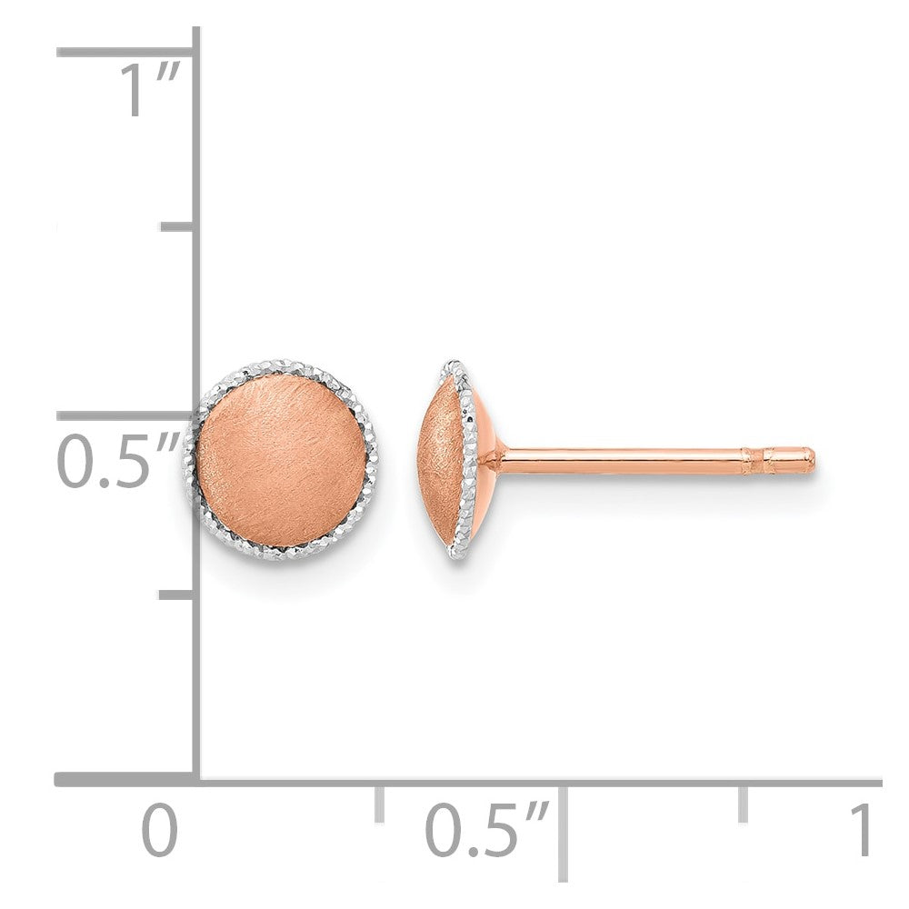14K Rose Gold with White Gold Accent Brushed Post Earrings