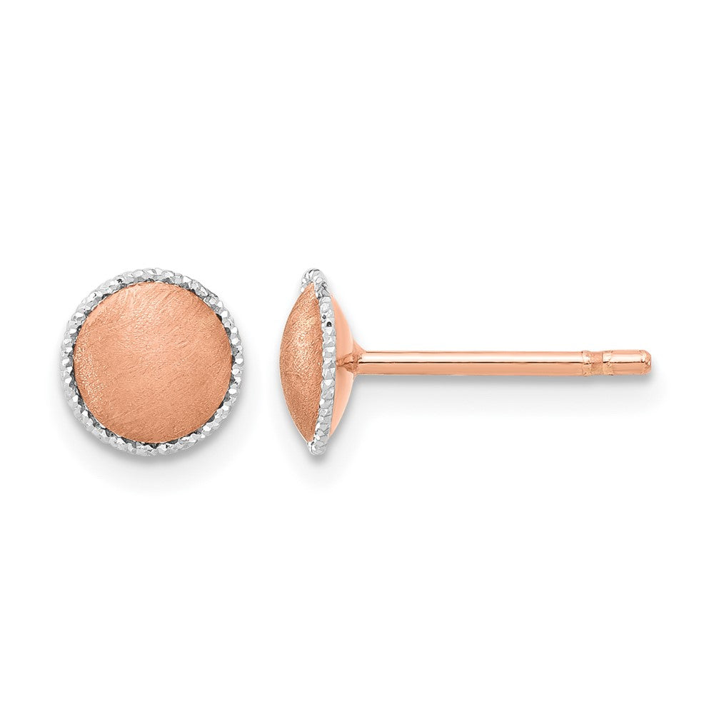 14K Rose Gold with White Gold Accent Brushed Post Earrings