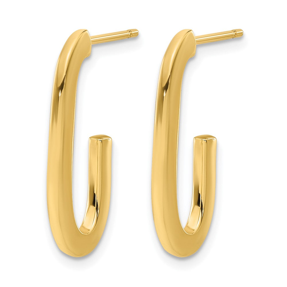 14K Polished Modern J-Hoop Earrings
