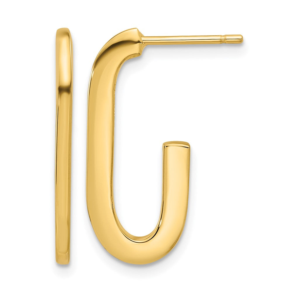 14K Polished Modern J-Hoop Earrings