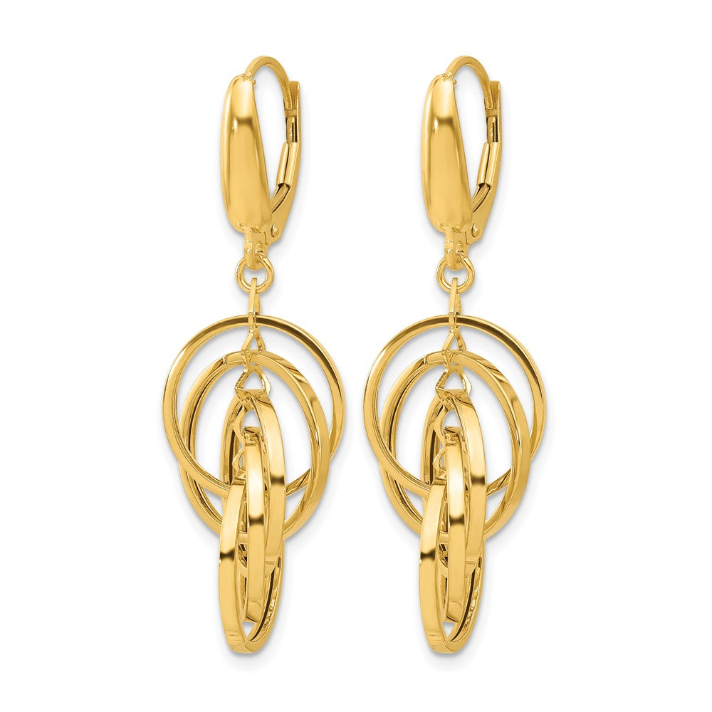 14K Polished Circles Dangle Earrings