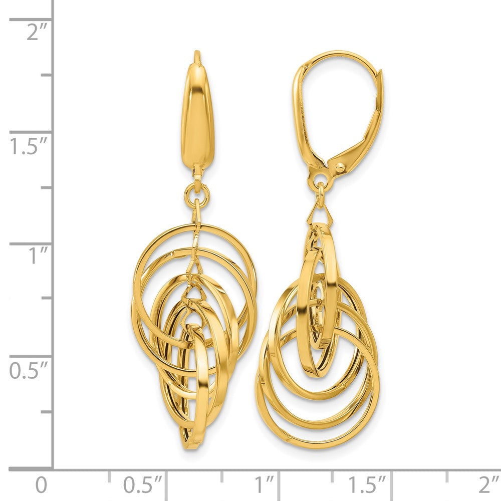 14K Polished Circles Dangle Earrings