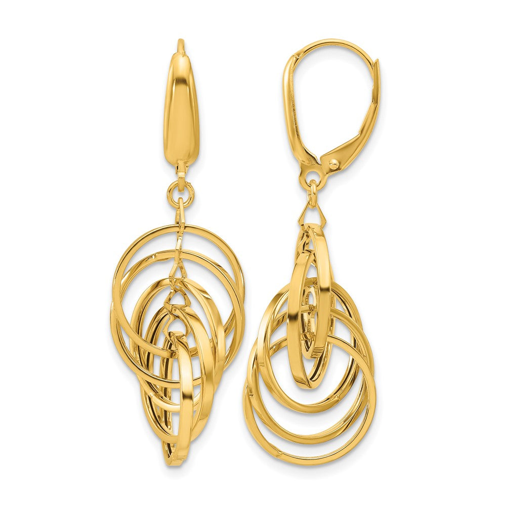 14K Polished Circles Dangle Earrings