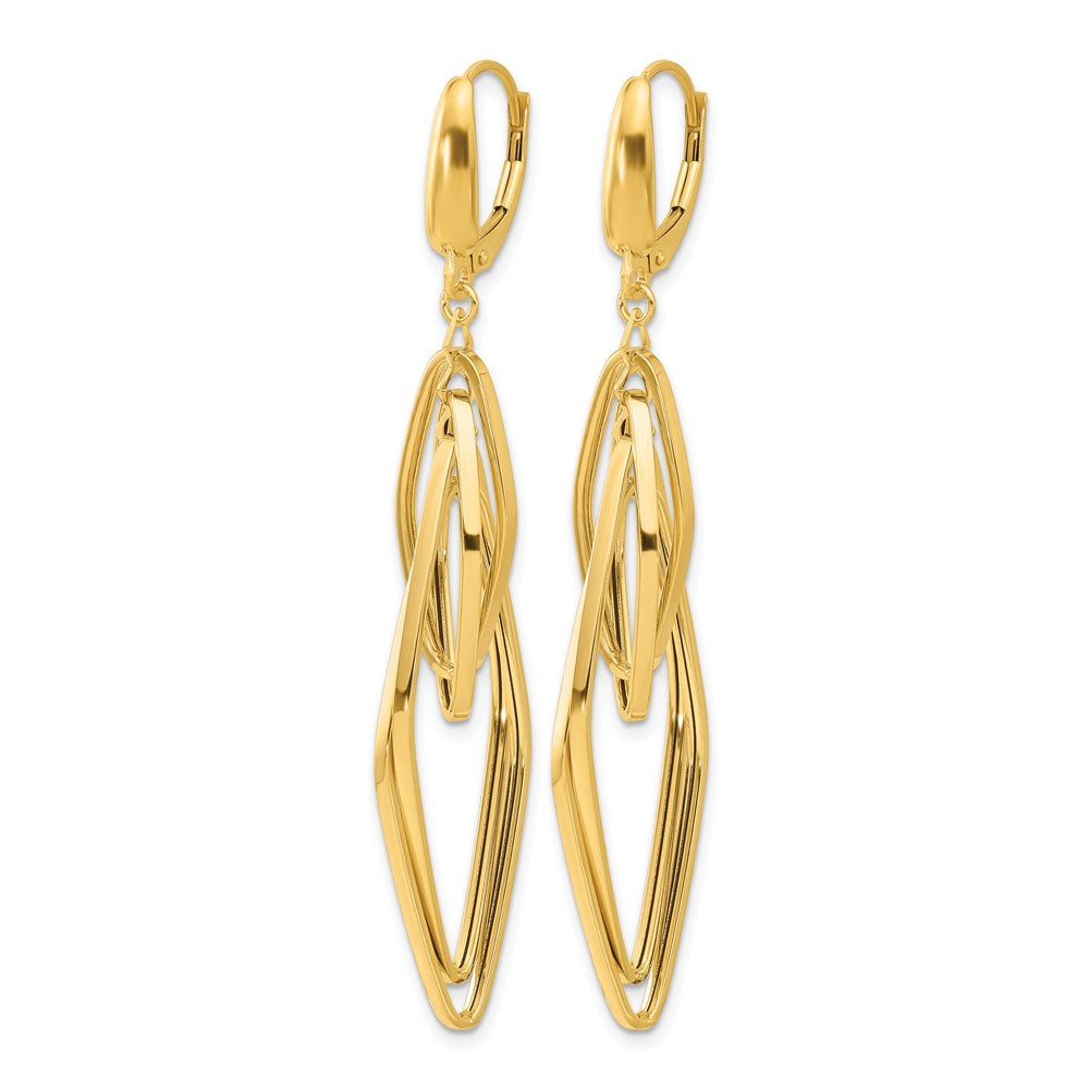 14K Polished Diamond Shaped Dangle Earrings