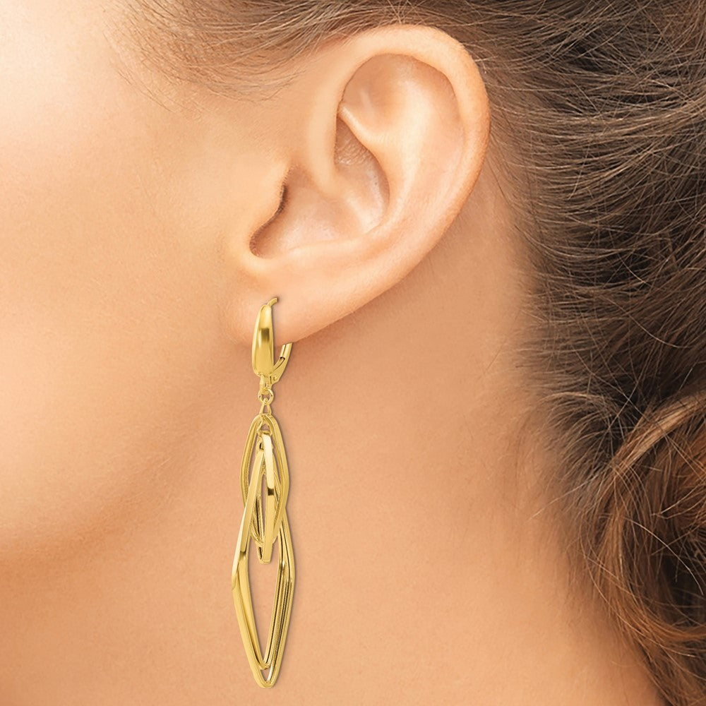 14K Polished Diamond Shaped Dangle Earrings