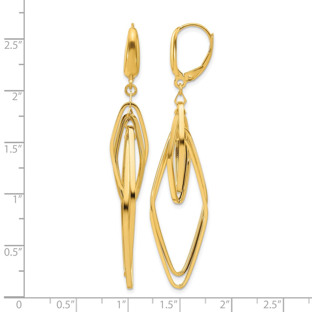 14K Polished Diamond Shaped Dangle Earrings