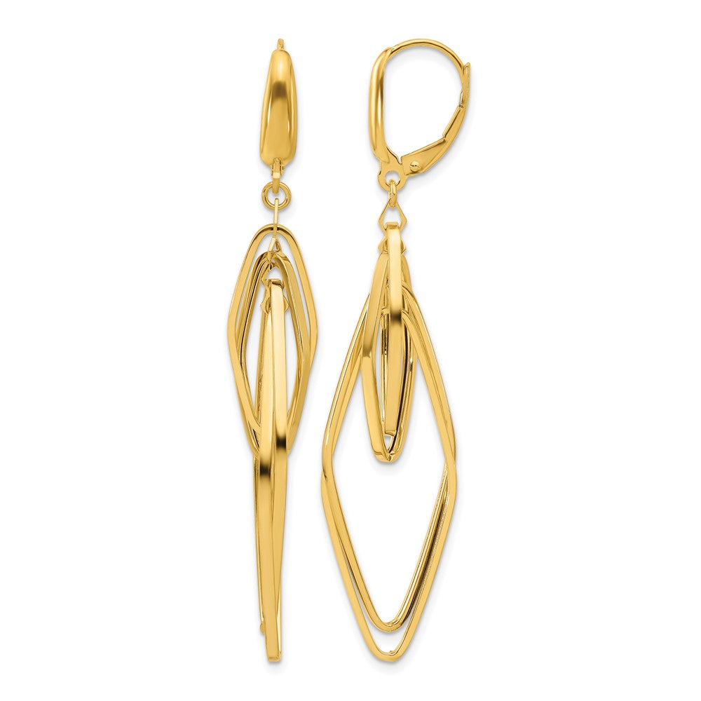 14K Polished Diamond Shaped Dangle Earrings