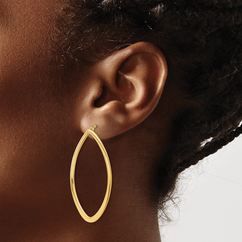 14K Polished Oval Hoop Earrings