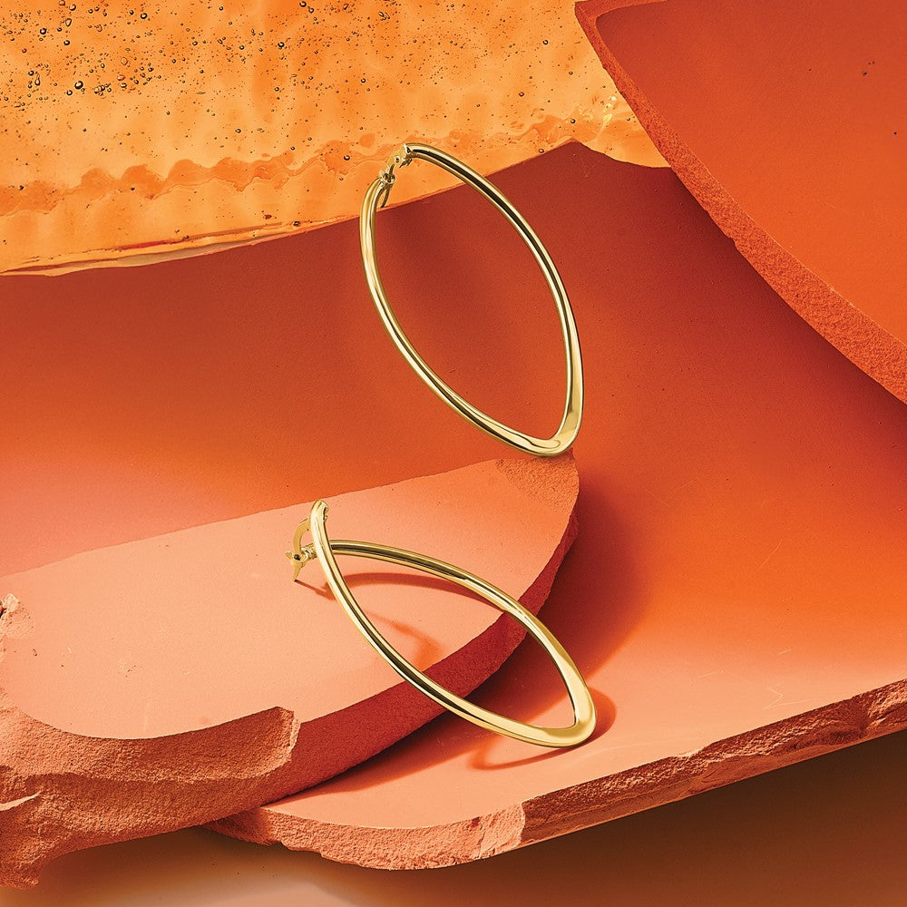 14K Polished Oval Hoop Earrings