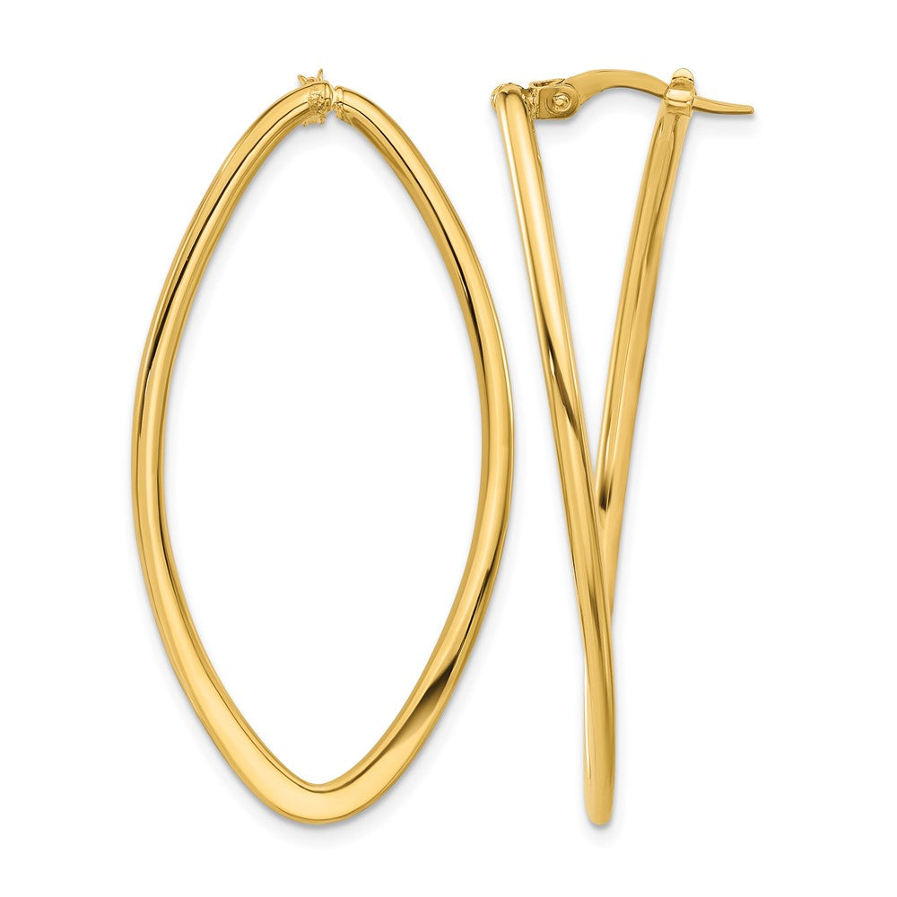 14K Polished Oval Hoop Earrings