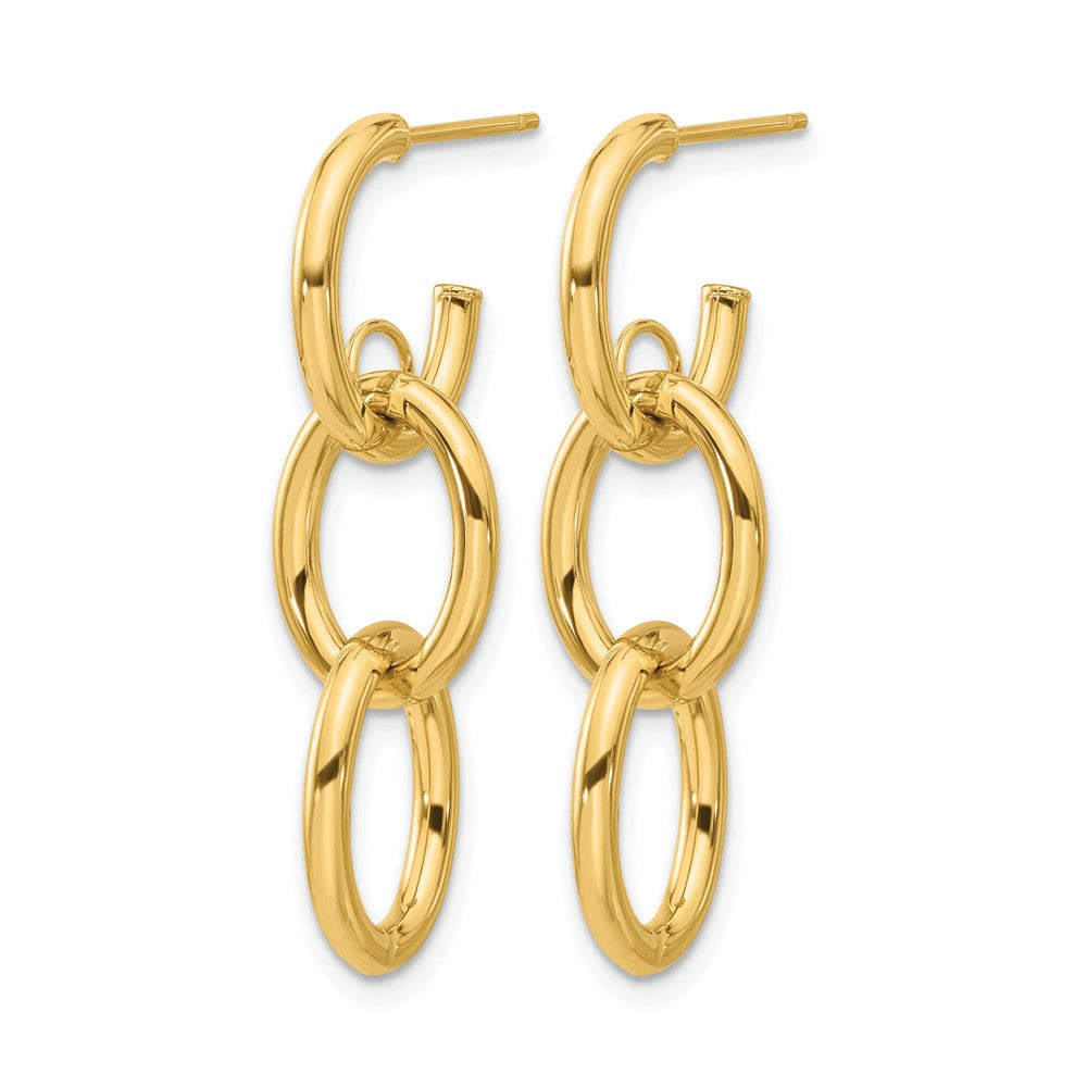 14K Polished Double Round Dangle Post Earrings