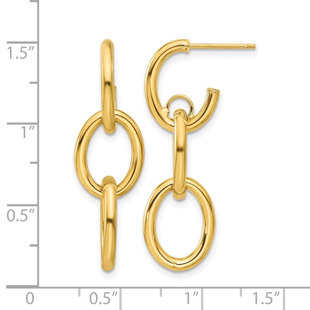 14K Polished Double Round Dangle Post Earrings