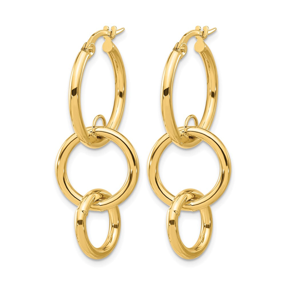 14K Polished Double Round Hoop Earrings