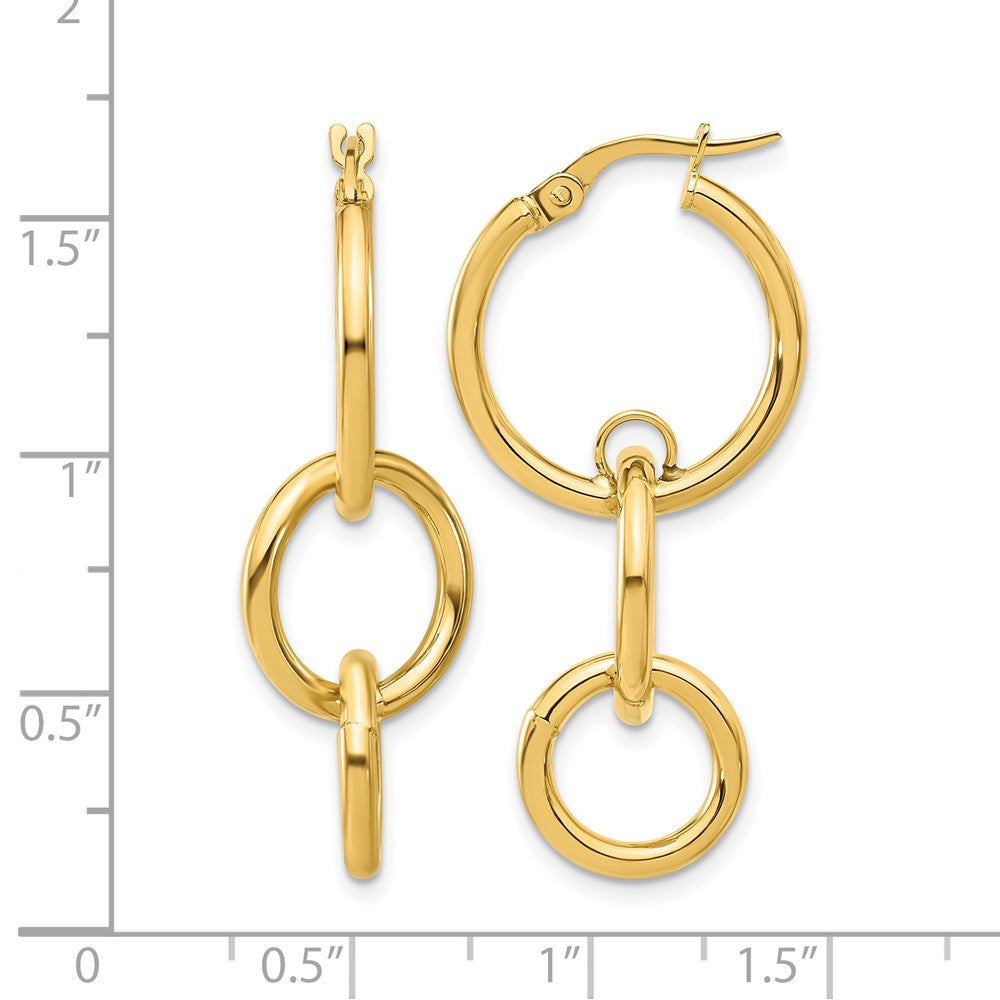 14K Polished Double Round Hoop Earrings