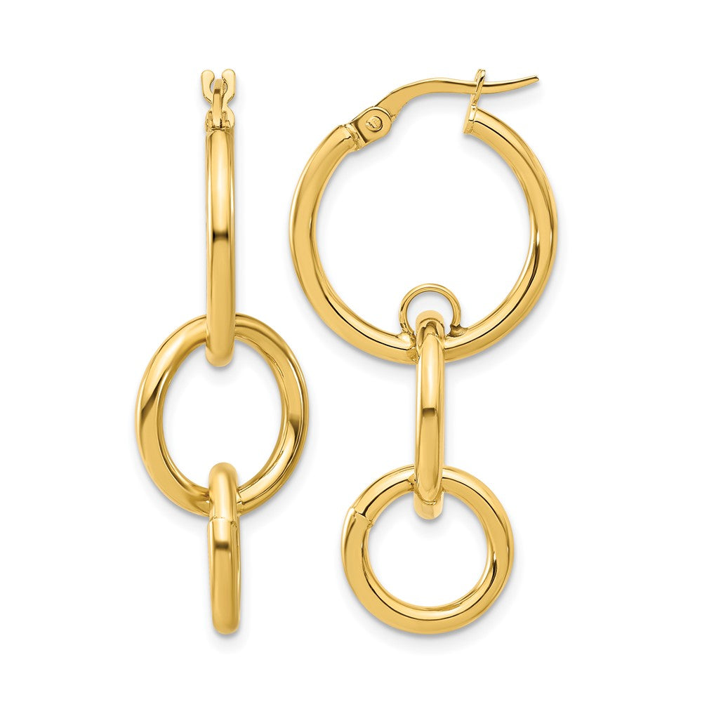 14K Polished Double Round Hoop Earrings