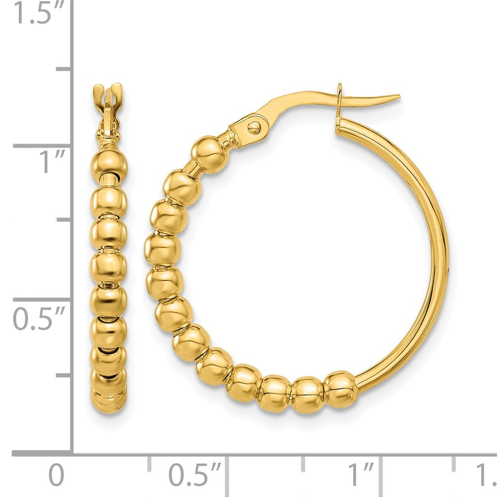 14K Polished Beaded Hoop Earrings