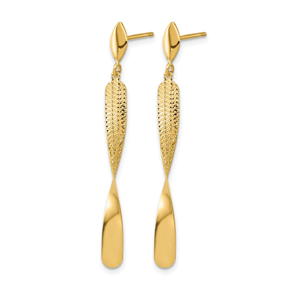 14K Polished and Textured Post Dangle Earrings