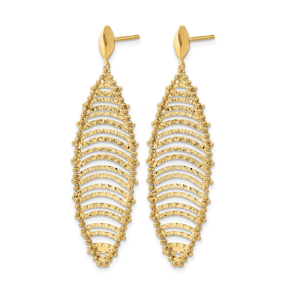 14K Polished and Textured Post Dangle Earrings