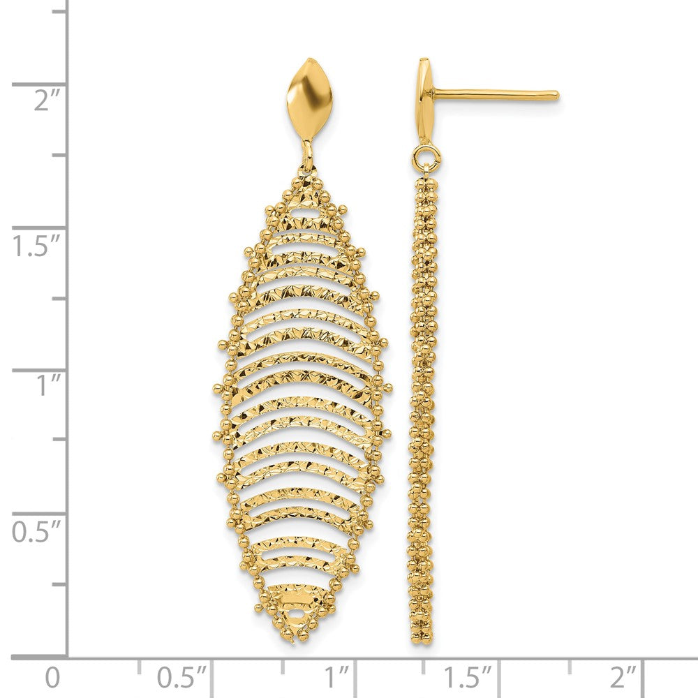 14K Polished and Textured Post Dangle Earrings
