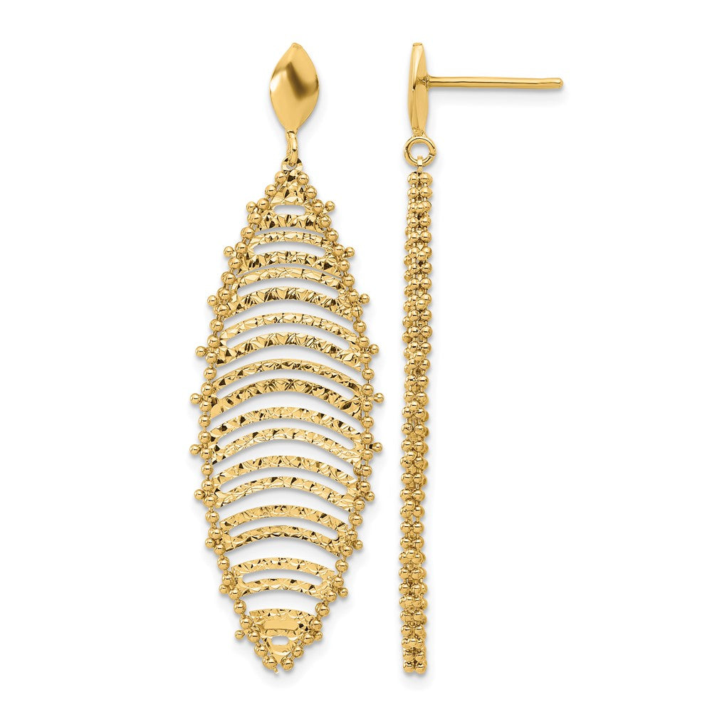 14K Polished and Textured Post Dangle Earrings
