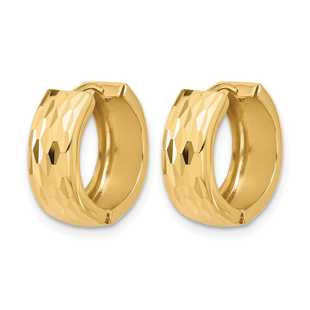 14K Diamond-Cut Hinged Huggie Earrings