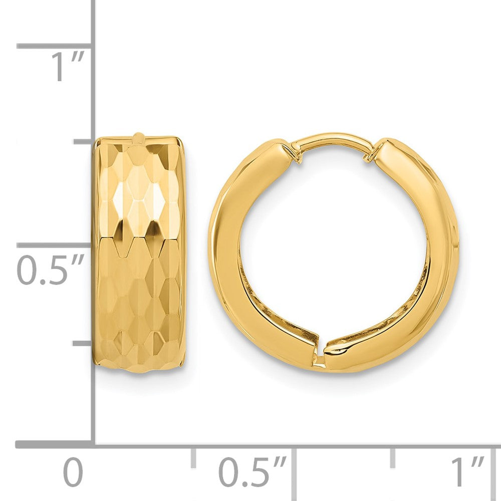 14K Diamond-Cut Hinged Huggie Earrings