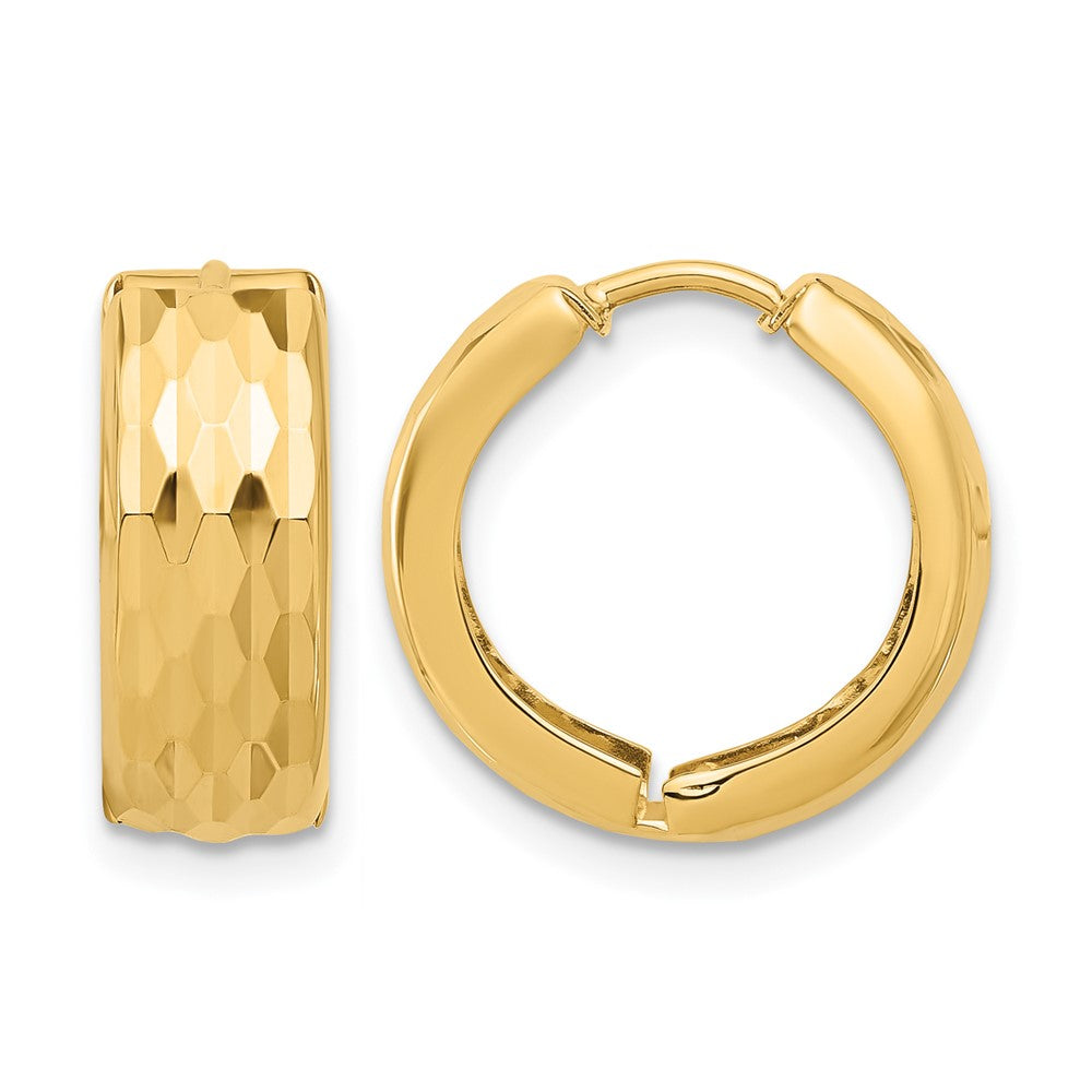 14K Diamond-Cut Hinged Huggie Earrings
