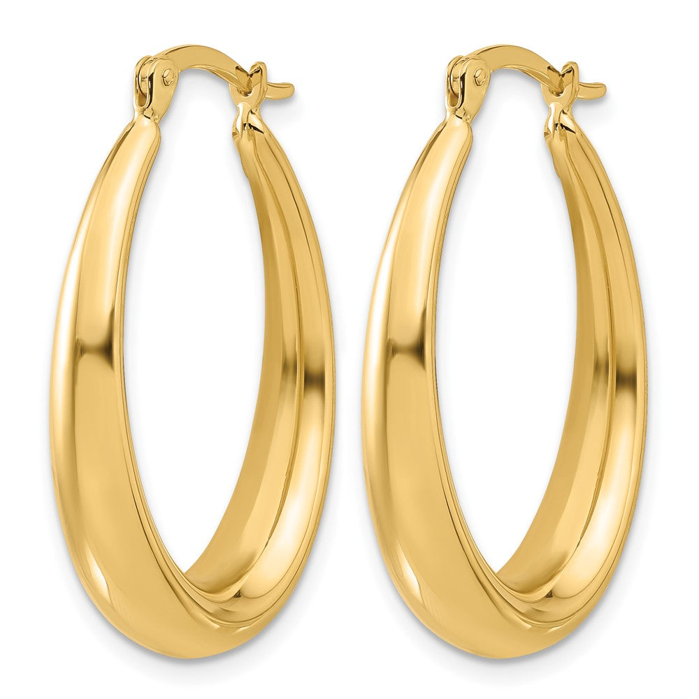 14K Polished Oval Hoop Earrings