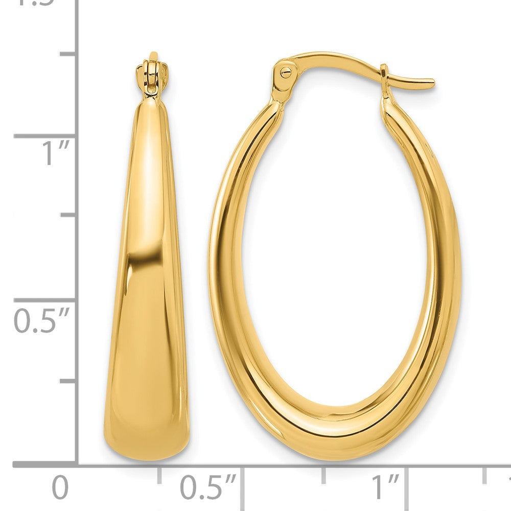 14K Polished Oval Hoop Earrings