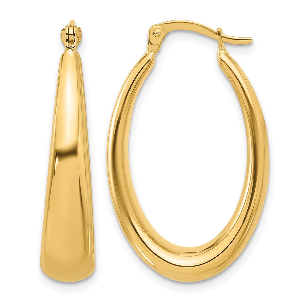 14K Polished Oval Hoop Earrings
