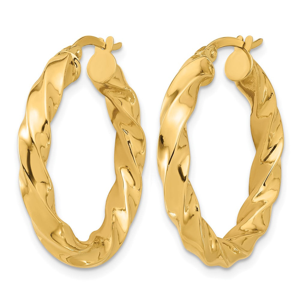 14K Polished Twisted Hoop Earrings