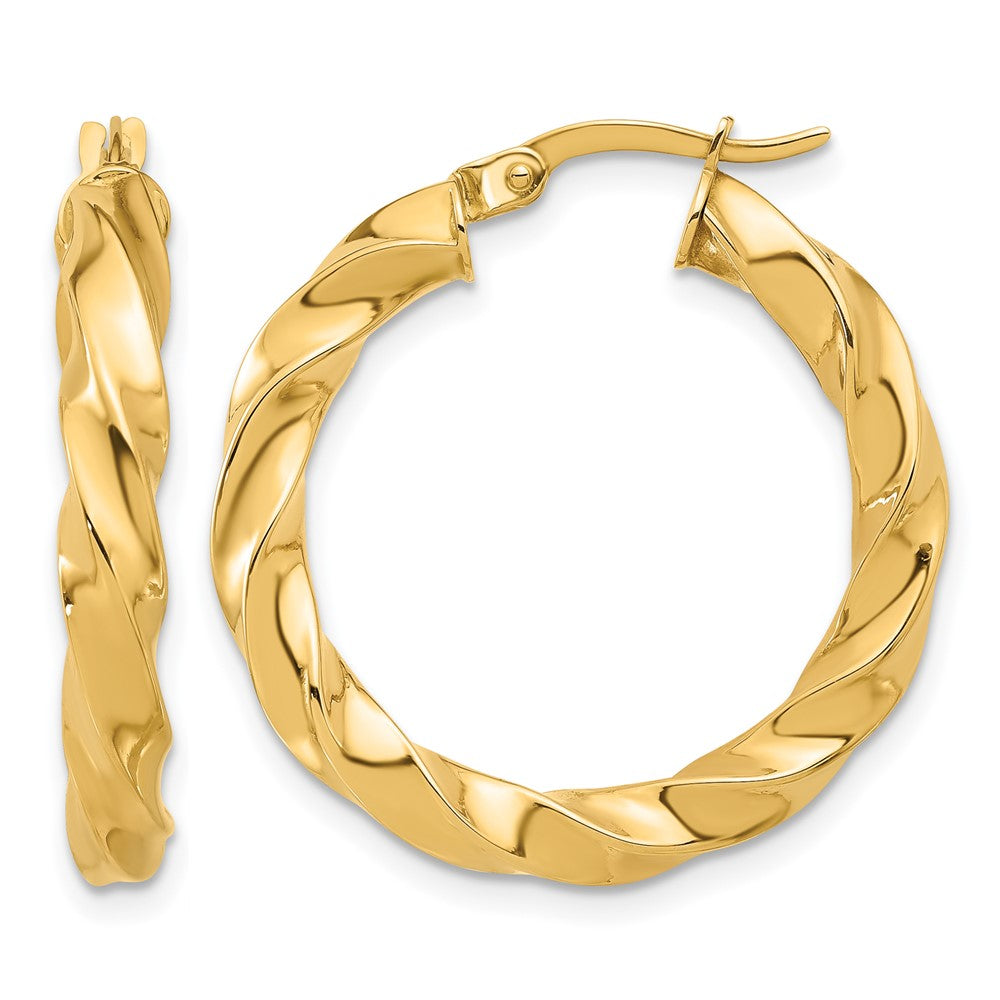 14K Polished Twisted Hoop Earrings