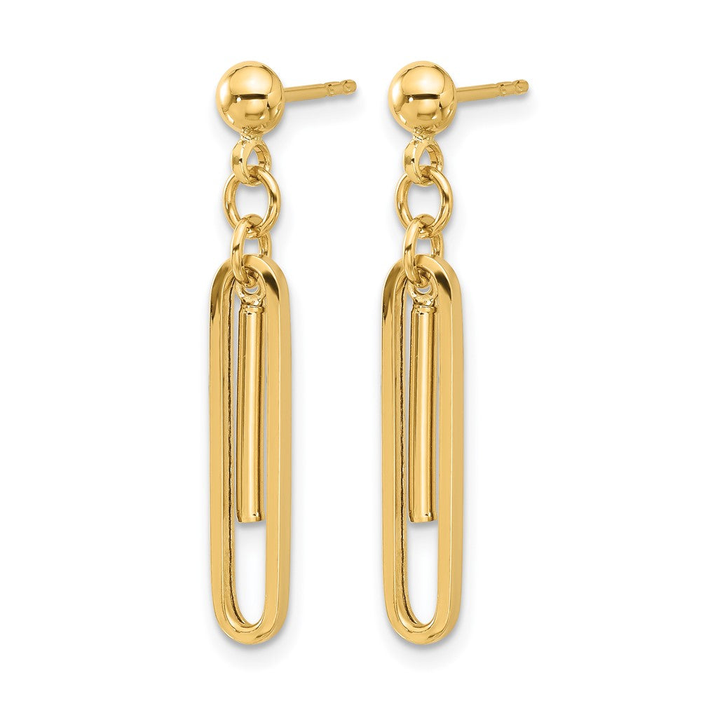 14K Polished Paperclip Dangle Earrings