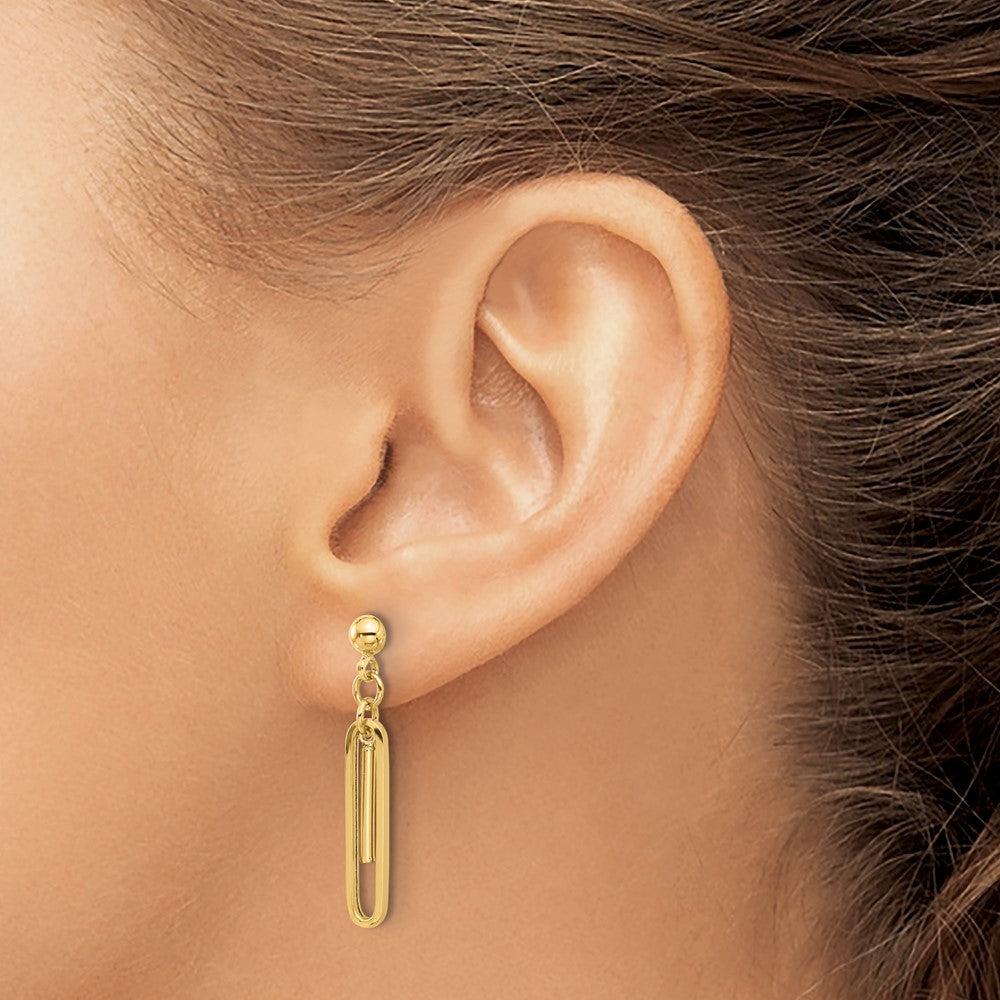 14K Polished Paperclip Dangle Earrings