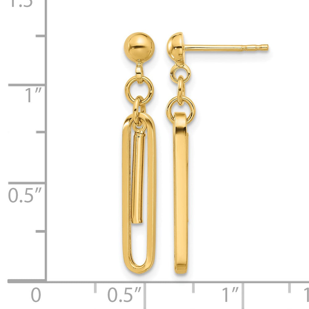 14K Polished Paperclip Dangle Earrings