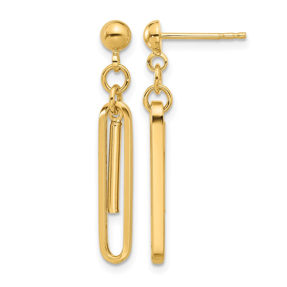 14K Polished Paperclip Dangle Earrings