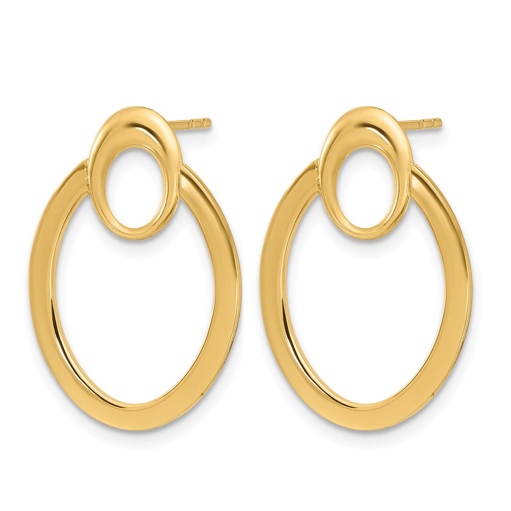 14K Polished Oval Drop Post Earrings
