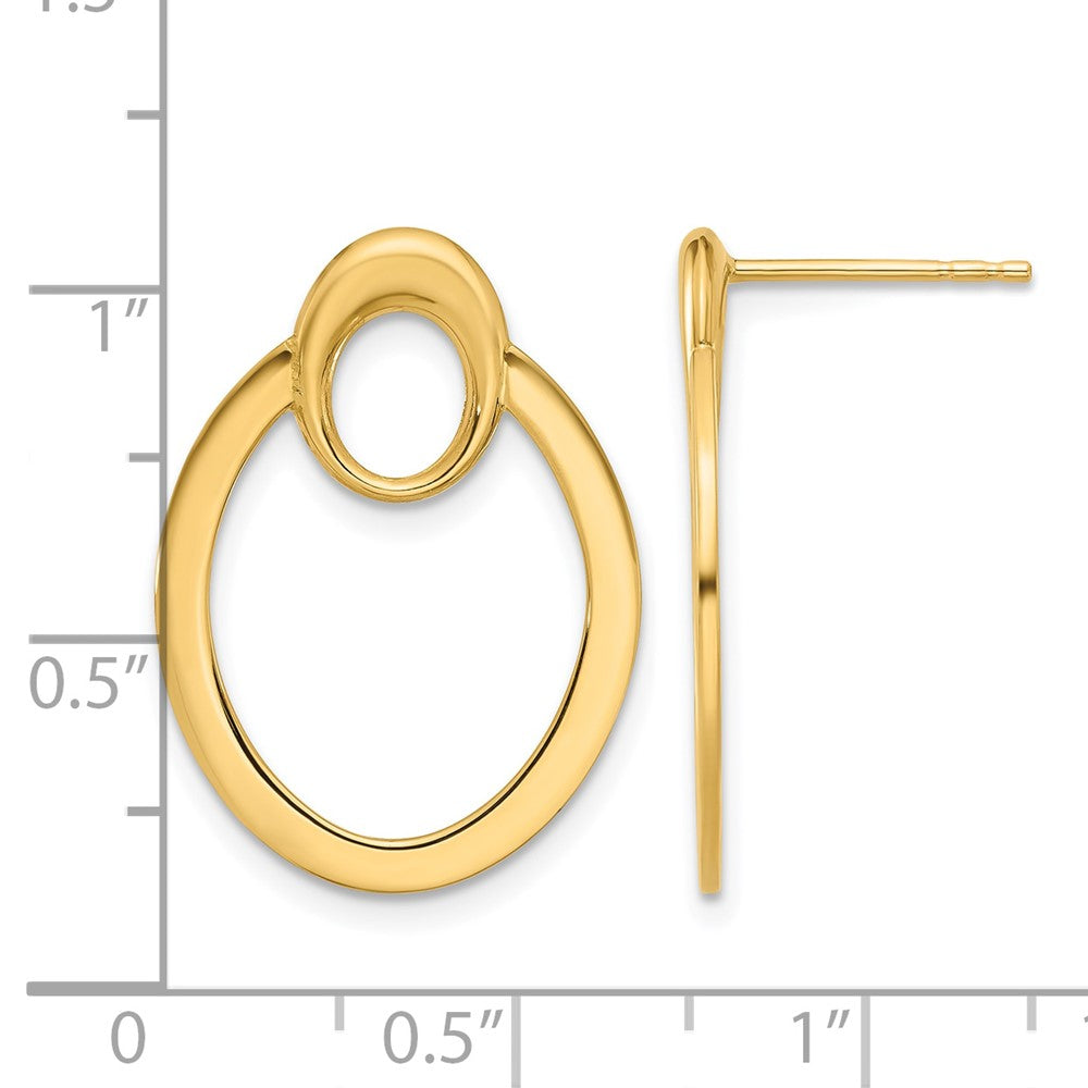 14K Polished Oval Drop Post Earrings